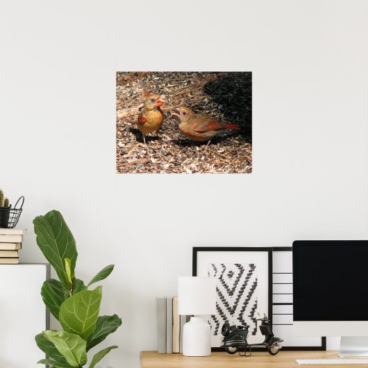 Mam en Baby kardinaal Poster (Thuiskantoor)