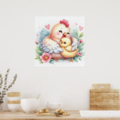 Mam en Baby Kip Poster (Keuken)