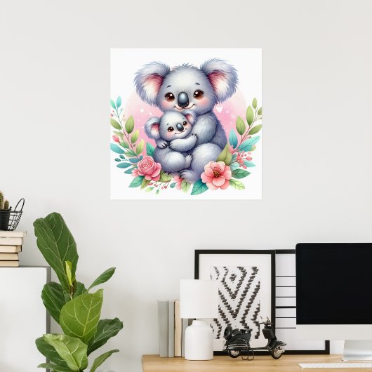 Mam en Baby Koala Beer Poster (Thuiskantoor)