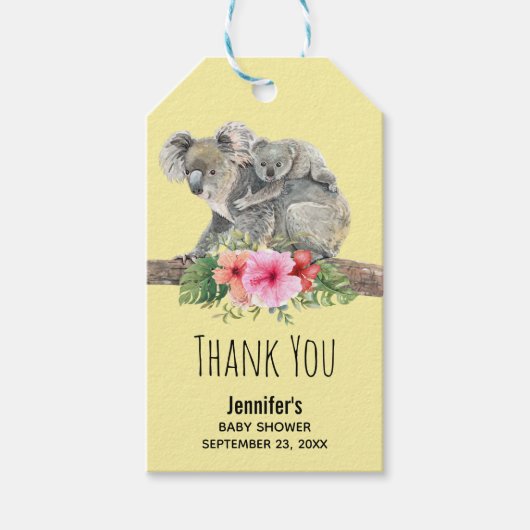 Mam en Baby Koala Beren Cute Waterverf Baby shower Cadeaulabel (Voorkant)