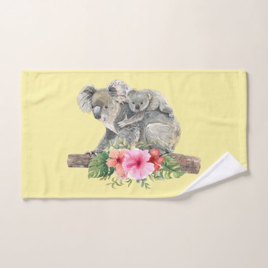 Mam en Baby Koala Beren Cute Waterverf Bad Handdoek (Handdoek)