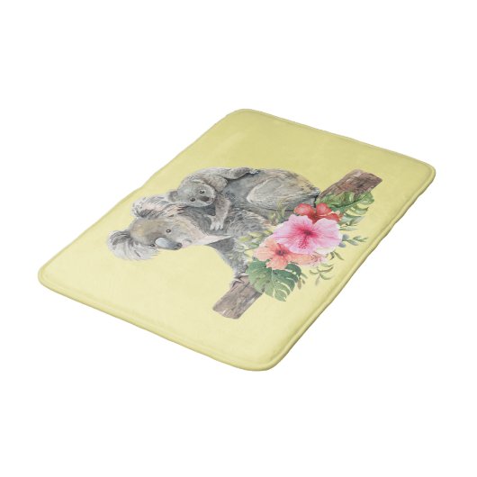 Mam en Baby Koala Beren Cute Waterverf Badmat (Gekanteld)