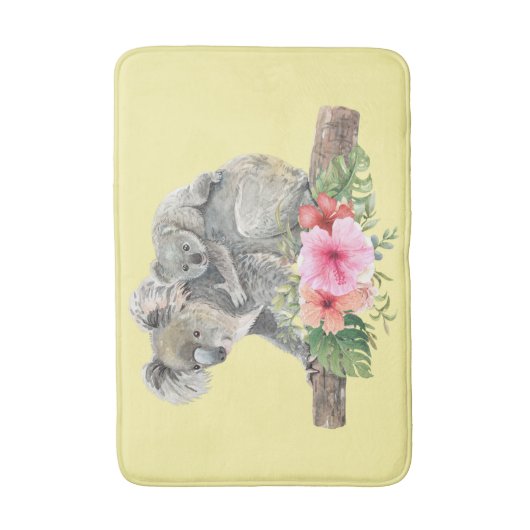 Mam en Baby Koala Beren Cute Waterverf Badmat (Voorkant Verticaal)