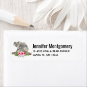 Mam en Baby Koala Beren Cute Waterverf Etiket (Insitu)