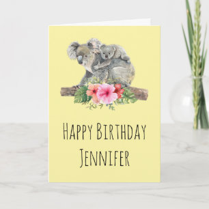 Mam en Baby Koala Beren Cute Waterverf Kaart