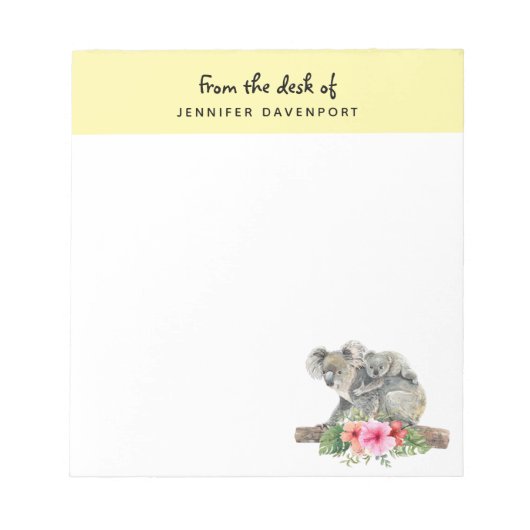 Mam en Baby Koala Beren Cute Waterverf Notitieblok (Voorkant)