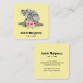 Mam en Baby Koala Beren Cute Waterverf Vierkante Visitekaartje (Voorkant / Achterkant)