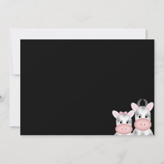 Mam en Baby Koe Druk Baby shower Uitnodiging af (Achterkant)