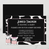 Mam en Baby Koe Druk Baby shower Uitnodiging af (Voorkant / Achterkant)