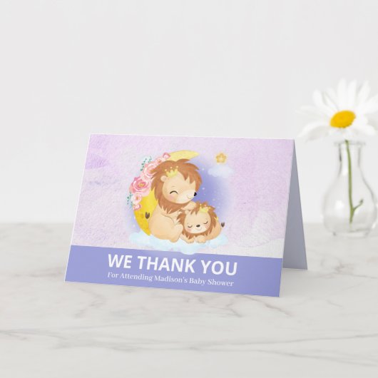 Mam en Baby Lion Paars Dank je wel Kaart (Kleine Plant)