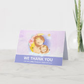 Mam en Baby Lion Paars Dank je wel Kaart (Voorkant)
