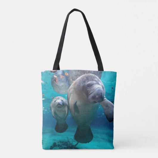 Mam en Baby Manatee (drie zusters pit) Tote Bag (Achterkant)