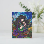 Mam en Baby Mermaid Fantasy Marine Art Briefkaart (Staand voorkant)