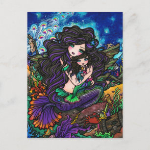 Mam en Baby Mermaid Fantasy Marine Art Briefkaart