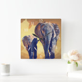 Mam en baby olifant in het Sierkussen van de Herfs Vierkante Klok (Huis)