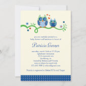 Mam en Baby Owl Baby Boy Shower Invitation Kaart (Voorkant)