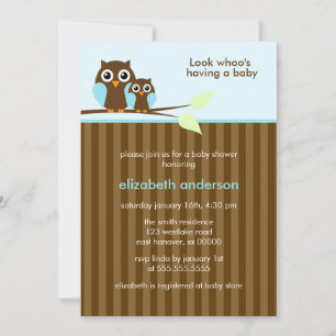 Mam en Baby Owl {blauw} Baby shower Kaart