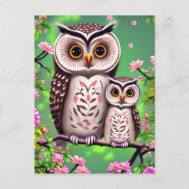 Mam en Baby Owl Briefkaart