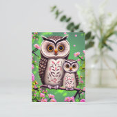Mam en Baby Owl Briefkaart (Staand voorkant)
