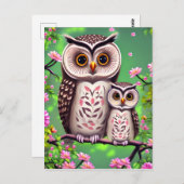 Mam en Baby Owl Briefkaart (Voorkant / Achterkant)