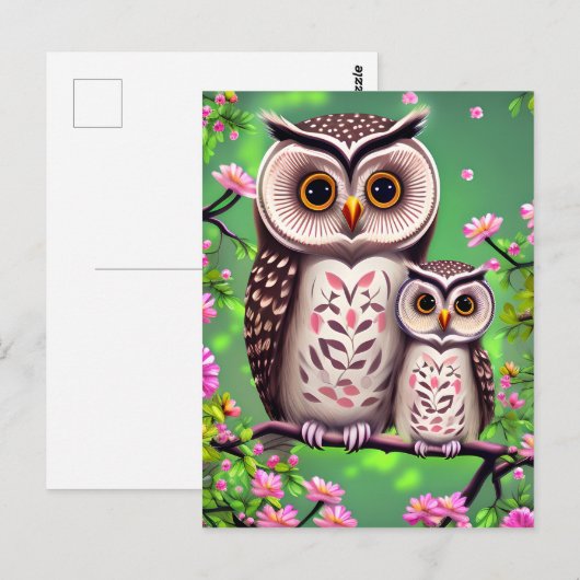Mam en Baby Owl Briefkaart (Voorkant / Achterkant)