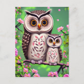 Mam en Baby Owl Briefkaart (Voorkant)