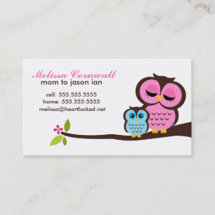 Mam en Baby Owl Calling Cards Contactkaartje