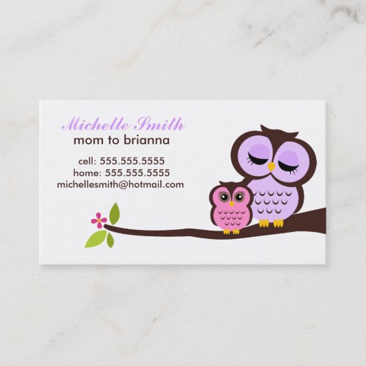 Mam en Baby Owl Calling Cards Contactkaartje (Voorkant)