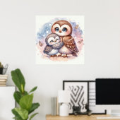 Mam en Baby Owl Poster (Thuiskantoor)