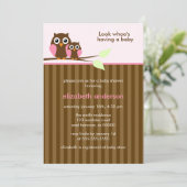 Mam en Baby Owl {roze} Baby shower Kaart (Staand voorkant)
