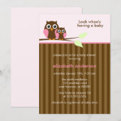 Mam en Baby Owl {roze} Baby shower Kaart (Voorkant / Achterkant)