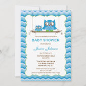 Mam en Baby Owls Boy Baby shower Invitation Kaart (Voorkant)