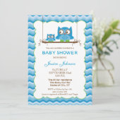 Mam en Baby Owls Boy Baby shower Invitation Kaart (Staand voorkant)