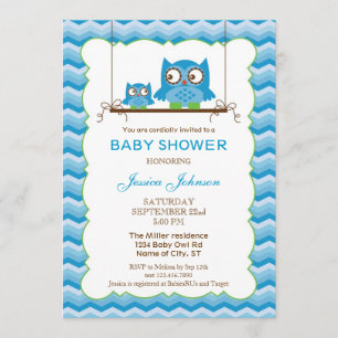 Mam en Baby Owls Boy Baby shower Invitation Kaart