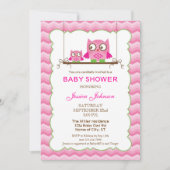 Mam en Baby Owls Girl Baby shower Invitation Kaart (Voorkant)