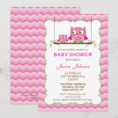 Mam en Baby Owls Girl Baby shower Invitation Kaart (Voorkant / Achterkant)