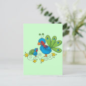 Mam en Baby Peacock Briefkaart (Staand voorkant)