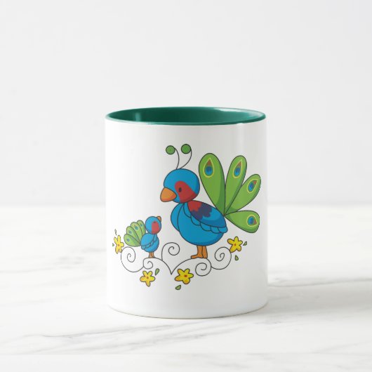 Mam en Baby Peacock Mok (Midden)