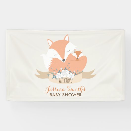 Mam en Baby Red Fox Baby shower Spandoek (Horizontaal)