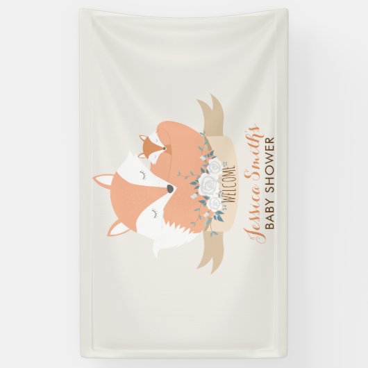Mam en Baby Red Fox Baby shower Spandoek (Verticaal)