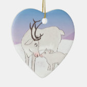 Mam- en baby rendiergepersonaliseerde kerstversier keramisch ornament (Rechts)