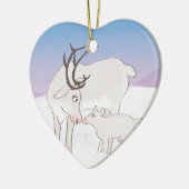 Mam- en baby rendiergepersonaliseerde kerstversier keramisch ornament (Links)