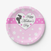 Mam en baby roze Moederdag Papieren Bordje (Voorkant)