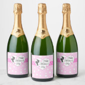 Mam en baby roze Moederdag Sparkling Wijnetiket (Flessen)