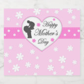 Mam en baby roze Moederdag Sparkling Wijnetiket (Enkel label)