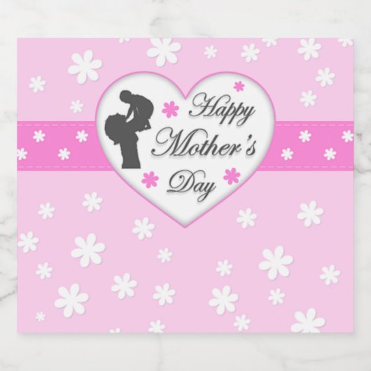 Mam en baby roze Moederdag Sparkling Wijnetiket (Enkel label)