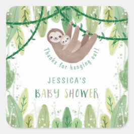 Mam en baby sloth baby shower dank u vierkante sticker