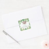 Mam en baby sloth baby shower dank u vierkante sticker (Envelop)