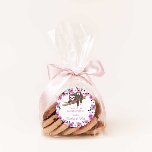 Mam en Baby Sloth Dank je wel Rond Sticker