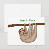 Mam en baby sloth 'hang in daar' briefkaart (Voorkant / Achterkant)